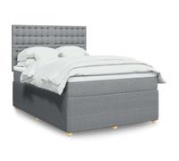 QJBSAVVA Lit Double Gris Clair 140x200 cm avec sommier Matelas à Ressorts ensachés LED réglable et tête de lit modulable pour Adultes et Ados Chambre Moderne Cosy
