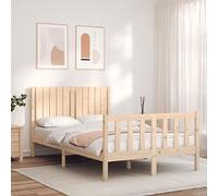 QJBSAVVA Lit en bois de pin massif, 120 x 200 cm, sans matelas, moderne, avec tête de lit, chambre d'adolescent, lit simple, en bois naturel robuste, complet, pour chambre à coucher et chambre d'amis,