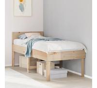 QJBSAVVA Lit en bois de pin massif, 90 x 190 cm, sans matelas, avec sommier à lattes, lit d'adolescent, pour chambre à coucher et chambre d'amis, 193,5 x 93,5 x 91 cm, design rustique, facile à monter