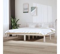QJBSAVVA Lit en bois de pin massif, blanc, 200 x 200 cm, avec tête de lit, 205,5 x 206 x 100 cm, lit familial, robuste, design classique et longue durée de vie, pour chambre à coucher et chambre