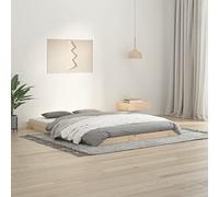 QJBSAVVA Lit en bois massif 135 x 190 cm en pin 193,5 x 139 x 9 cm - Cadre de lit non traité avec lattes en contreplaqué - Design moderne et robuste - Pour chambre à coucher, chambre d'adolescent et