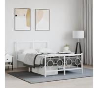 QJBSAVVA Lit en métal, blanc, 120 x 200 cm, avec tête et pied de lit, sommier à lattes, espace de rangement, lit d'invité/lit simple