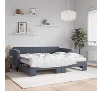 QJBSAVVA Lit gigogne 90 x 200 cm en velours gris foncé avec 2 matelas, bois et métal, pour chambre d'amis et d'adolescent