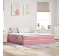 QJBSAVVA Lit King Size Rose 180x200 cm avec Rangement hydraulique Cadre métal Matelas Velours Confort Moyen Super King pour Chambre Adulte Appartement