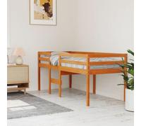 QJBSAVVA Lit mezzanine, 90 x 190 cm, en bois massif de pin ciré, marron cire, 195,5 x 95,5 x 89 cm, design moderne avec échelle intégrée, peu encombrant, pour chambre d'enfant, chambre d'adolescent ou