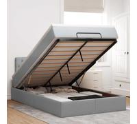 QJBSAVVA Lit ottoman 120 x 200 cm, gris clair, matelas à ressorts ensachés 20 cm, hydraulique, espace de rangement, 280 kg, fonction pliable
