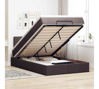 QJBSAVVA Lit ottoman - 120 x 200 cm - Marron foncé - Avec matelas - Éclairage LED - Espace de rangement - Lit d'adolescent - Lit d'invité pour chambre à coucher, chambre d'amis