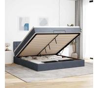 QJBSAVVA Lit ottoman, 180 x 200 cm, en velours, gris foncé, avec matelas, charge maximale : 280 kg, espace de rangement hydraulique et ressorts ensachés, design moderne pour chambre à coucher et