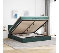 QJBSAVVA Lit ottoman 200 x 200 cm en velours vert foncé avec matelas à ressorts ensachés et espace de rangement hydraulique pliable pour chambre à coucher, chambre d'adolescent, chambre d'amis