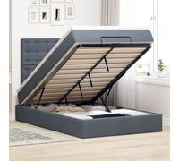 QJBSAVVA Lit ottoman en velours 120 x 200 cm avec espace de rangement, matelas et surmatelas, gris foncé, charge maximale : 280 kg