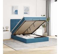 QJBSAVVA Lit ottoman en velours, bleu foncé, 140 x 190 cm, avec matelas à ressorts ensachés et surmatelas, espace de rangement hydraulique, canapé-lit de luxe pour chambre à coucher, chambre d'amis