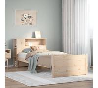 QJBSAVVA Lit pour adolescent en pin 100 x 200 cm - En bois massif - Sans matelas - Avec sommier à lattes et étagère - Tête de lit - 229,5 x 106 x 82 cm - Design moderne et robuste - Pour chambre