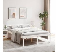 QJBSAVVA Lit pour personnes âgées, en bois massif, blanc, 140 x 190 cm, cadre de lit haut avec tête de lit, hauteur d'assise 45 cm, espace de rangement de 35 cm, peu encombrant, pour chambre à coucher