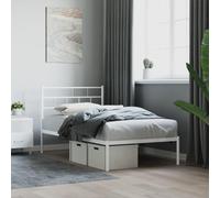 QJBSAVVA Lit simple en métal, blanc, 75 x 190 cm, 196 x 79,5 x 90 cm, cadre de lit en acier robuste avec tête de lit, lit d'invité peu encombrant avec espace de rangement, convient aux chambres