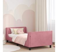 QJBSAVVA Lit simple en velours rose, 80 x 200 cm, avec tête de lit et espace de rangement, cadre en bois, sommier à lattes fixes, 60 cm de haut, charge maximale : 140 kg