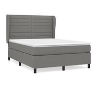 QJBSAVVA Lit Sommier 140x190 Gris Foncé avec Matelas et Surmatelas | Ensemble complet pour chambre à coucher avec tête de lit capitonnée, matelas à ressorts ensachés et surmatelas souple.