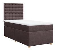 QJBSAVVA Lit Sommier 80x200 cm avec Matelas et Surmatelas Marron | Ensemble de lit complet pour chambre à coucher avec tête de lit réglable en hauteur et surmatelas lavable.
