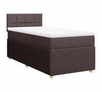 QJBSAVVA Lit Sommier 90x190 avec Matelas Ressorts et Surmatelas Marron | Ensemble de literie complet pour chambre à coucher avec sommier à lattes, matelas ergonomique et surmatelas lavable.