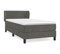QJBSAVVA Lit Sommier 90x190 cm avec Matelas et Surmatelas Velours Gris | Ensemble de literie complet en velours doux avec tête de lit réglable, idéal pour optimiser le confort de votre chambre.
