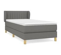 QJBSAVVA Lit Sommier avec Matelas Ressorts et Surmatelas 100x200 cm Gris | Lit complet pour chambre avec tête de lit réglable et matelas ergonomique pour un grand confort de sommeil.