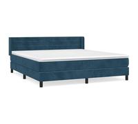 QJBSAVVA Lit Sommier avec Matelas Velours Bleu Foncé 160x200 cm | Ensemble complet pour chambre à coucher comprenant cadre en velours, tête de lit réglable et matelas confortable.