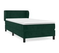 QJBSAVVA Lit Sommier Velours Vert Foncé avec Matelas et Surmatelas 90x190 | Cet ensemble complet de lit avec tête de lit réglable et matelas apporte un confort optimal dans votre chambre.