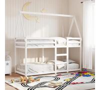 QJBSAVVA Lit superposé, blanc, 195,5 x 95,5 x 112 cm, en bois de pin massif, 90 x 190 cm, lit mezzanine, simple, amusant, pour chambre d'enfant, petites pièces