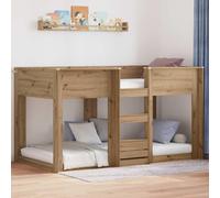 QJBSAVVA Lit superposé Enfant chêne Artisanal 193x94x113 cm avec Latte intégrée, Deux couchages 75x190 cm, Bois d’ingénierie Robuste, Espace Gain de Place Moderne pour Chambre partagée