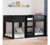 QJBSAVVA Lit Superposé Enfant Chêne Noir 200x100 cm avec Lattes Structure Bois d'ingénierie Stable, Design Moderne pour Petit Espace, Hauteur 113,5 cm pour Chambre 2 Enfants