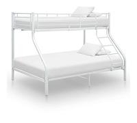 QJBSAVVA Lit superposé pour enfant - Blanc - 90 x 200/140 x 200 cm - En métal robuste - Avec rampe de sécurité et échelle - Design moderne - Peu encombrant - Pour chambre d'adolescent, chambre d'amis