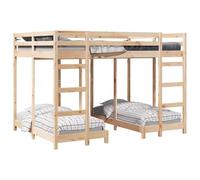 QJBSAVVA Lit Superposé Triple Pin Massif Marron Cadre de Lit 140x200 cm | Structure à trois niveaux conçue pour optimiser l'espace dans une chambre d'amis, un studio ou un chalet.