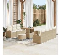 QJBSAVVA Lot de 10 canapés de jardin - Beige crème - 90 x 55 x 71 cm - En polyrotin - Avec espace de rangement - Design moderne - Pour balcon, terrasse, jardin