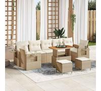 QJBSAVVA Lot de 10 canapés de jardin en polyrotin - Beige - 90 x 55 x 71 cm - Design moderne - Hauteur réglable - Robuste et durable - Pour balcon, terrasse, jardin