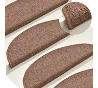 QJBSAVVA Lot de 15 tapis d'escalier antidérapants avec autocollant en polypropylène tufté pour l'intérieur et l'extérieur Marron 56 x 17 x 3 cm