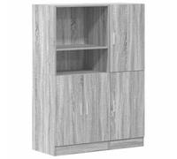 QJBSAVVA Lot de 2 armoires de cuisine en matériau dérivé du bois - Gris Sonoma - 95 x 41,5 x 131,5 cm - Grand espace de rangement - Étagère sur pied - Étagère à livres - Bureau - Cuisine - Salon