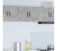 QJBSAVVA Lot de 2 armoires de cuisine - Gris béton - 30 x 31 x 40 cm - Matériau du bois avec 4 étagères - Design moderne - Robuste et durable - Pour cuisine, couloir, bureau et salon