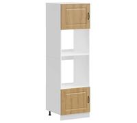 QJBSAVVA Lot de 2 Armoires de Four Kalmar, Colonne de Cuisine pour Micro-Ondes et Four Encastrable, Meuble de Rangement en Bois d'Ingénierie Chêne Artisanal, 60x57x207 cm
