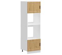 QJBSAVVA Lot de 2 Armoires de Four Porto, Colonne de Cuisine pour Four Encastrable et Micro-Ondes, Meuble de Rangement en Bois d'Ingénierie, Chêne Artisanal, 60x57x207 cm