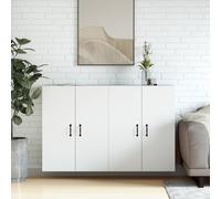 QJBSAVVA Lot de 2 armoires murales en bois blanc - Armoire suspendue moderne pour cuisine, salon et couloir avec beaucoup d'espace de rangement