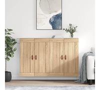 QJBSAVVA Lot de 2 armoires murales en bois de chêne Sonoma - Élégantes armoires suspendues pour cuisine, salon et couloir avec beaucoup d'espace de rangement