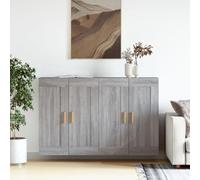 QJBSAVVA Lot de 2 armoires murales en bois - Gris Sonoma - Armoire suspendue moderne pour cuisine, salon et couloir - Avec beaucoup d'espace de rangement