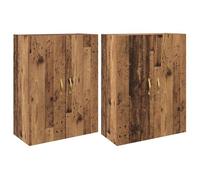 QJBSAVVA Lot de 2 armoires murales suspendues aspect bois vieilli, 69,5 x 34 x 90 cm, armoire suspendue avec 4 portes, pour salon, chambre à coucher et bureau à domicile