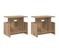 QJBSAVVA Lot de 2 armoires TV - 50 x 35 x 45 cm - En chêne artisanal - Moderne - Avec espace de rangement - Pour salon, chambre à coucher, couloir