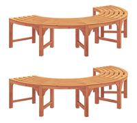 QJBSAVVA Lot de 2 bancs d'arbre en bois d'eucalyptus massif - Bancs de jardin vintage pour arbres - Bancs rectangulaires - Meubles d'extérieur pour jardin et terrasse - 160 x 80 x 45 cm