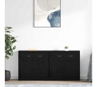 QJBSAVVA Lot de 2 buffets aspect chêne noir 70 x 35,5 x 67,5 cm - En matériau dérivé du bois - Avec 4 portes et tiroir - Meuble bas moderne pour salon, couloir, chambre à coucher - Charge maximale