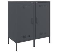 QJBSAVVA Lot de 2 Buffets Style Industriel en Acier Laminé à Froid, Armoire de Rangement avec Porte et Étagères pour Salon et Chambre, Anthracite, 36x39x79 cm
