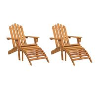 QJBSAVVA Lot de 2 Chaises Adirondack de Jardin avec Repose-Pieds en Bois d'Acacia Massif, Fauteuils Extérieurs Pliables avec Dossier Haut et Accoudoirs Larges pour Terrasse et Patio