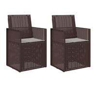 QJBSAVVA Lot de 2 chaises de jardin avec coussin de siège, chaises de salle à manger pliantes pour extérieur, en polypropylène, chaises de terrasse, peu encombrantes, pour balcon et jardin, marron et