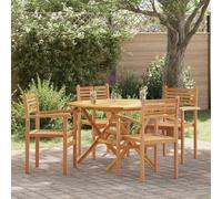 QJBSAVVA Lot de 2 chaises de jardin en teck massif empilables - 55,5 x 55,5 x 90 cm - Marron - Design rustique avec accoudoirs ergonomiques - Pour terrasse, balcon et jardin
