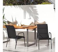 QJBSAVVA Lot de 2 chaises de jardin - Noir anthracite - Structure en acier avec rembourrage en textilène - 51 x 66 x 88 cm - Chaises confortables pour jardin, balcon et camping